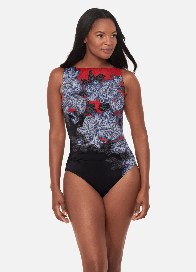 Miraclesuit Regatta One Piece in Steel Magnolias – front view on model