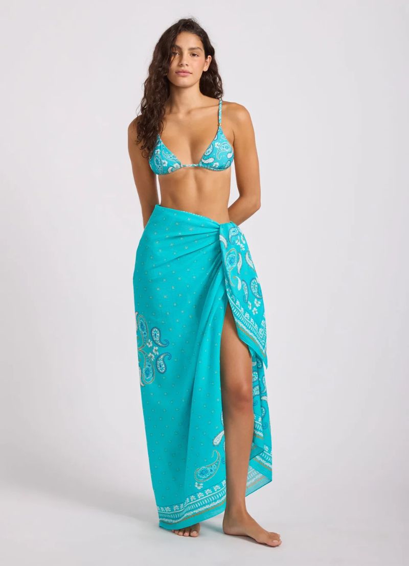 Seafolly Drift Club Bandana Sarong – Turquoise Sea